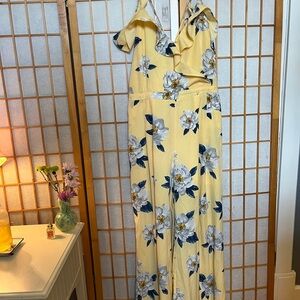 Floral Yellow Strappy Jumpsuit